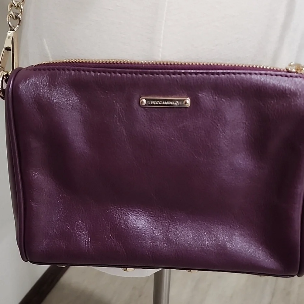 Rebecca Minkoff Zippered Crossbody Bag Chain Strap Leather Gold Hardware
